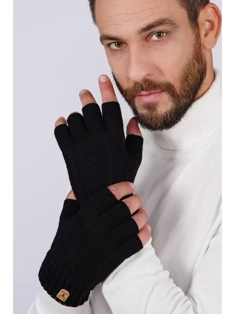 Mitaines Homme Laine Noir / Taille universelle