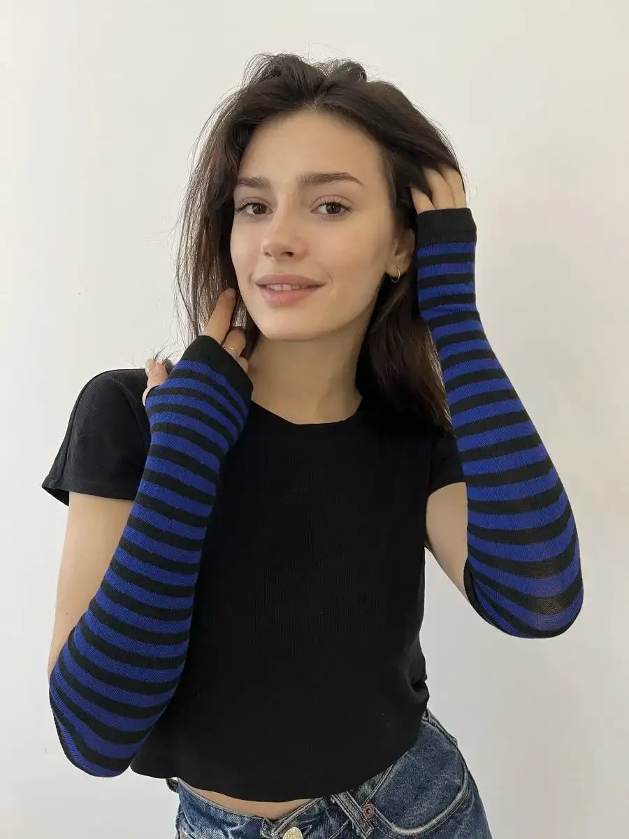 Mitaines Rayées Bleu