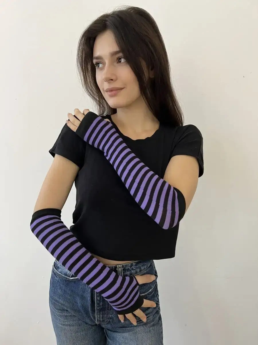 Mitaines Rayées Violet