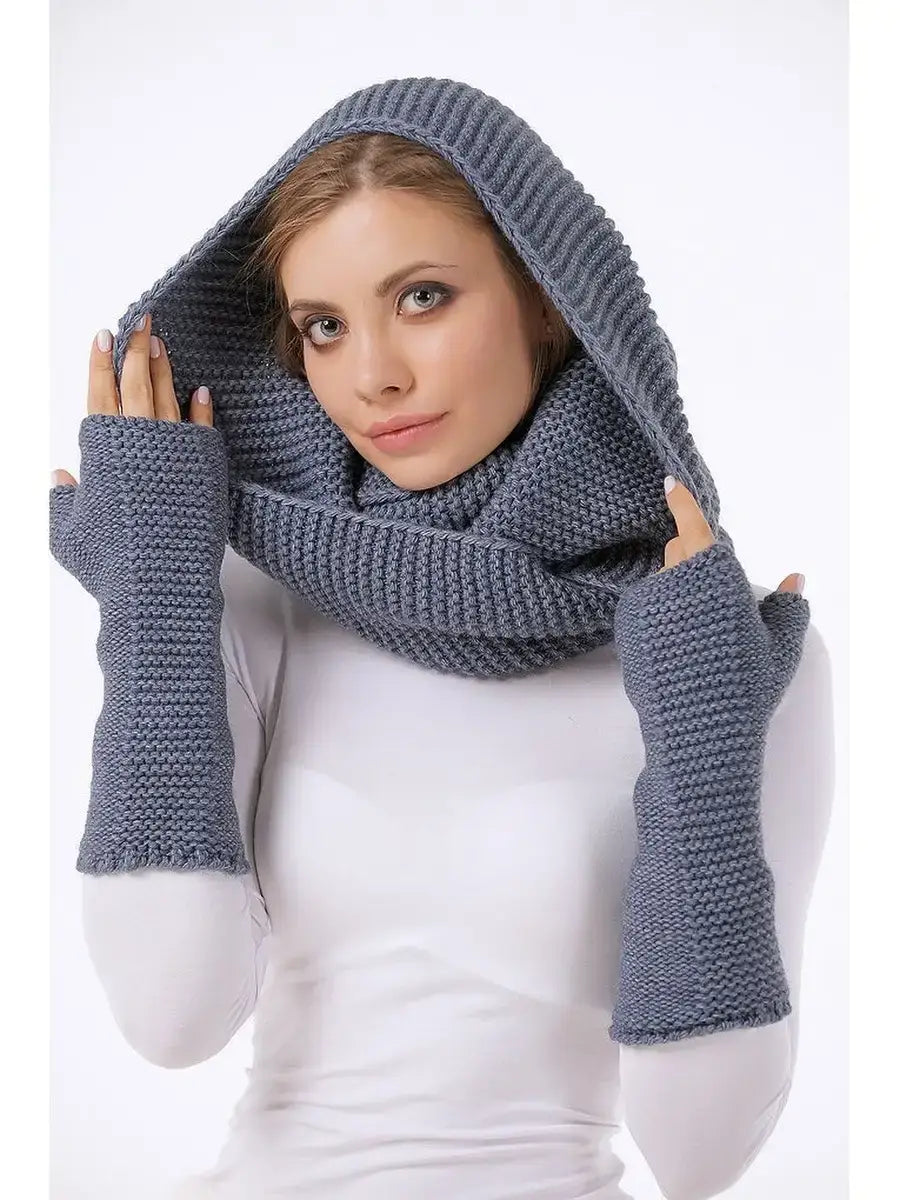 Mitaines Tricotées à La Main Gris / Taille universelle