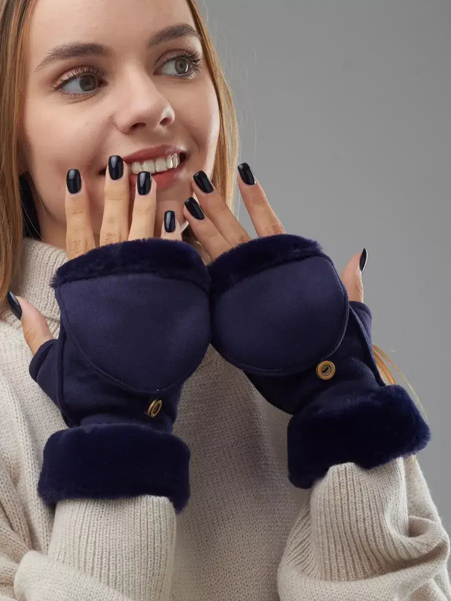 Moufles Convertibles Bleu / Taille Universelle Gants Mitaines & Moufles Femme